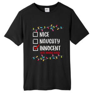 Nice Naughty Innocent Until Proven Guilty Funny Christmas Meaningful Gift Tall Fusion ChromaSoft Performance T-Shirt