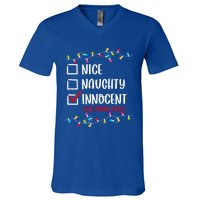 Nice Naughty Innocent Until Proven Guilty Funny Christmas Meaningful Gift V-Neck T-Shirt