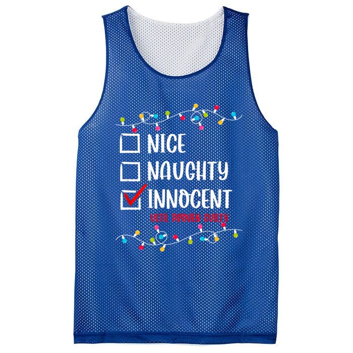 Nice Naughty Innocent Until Proven Guilty Funny Christmas Meaningful Gift Mesh Reversible Basketball Jersey Tank