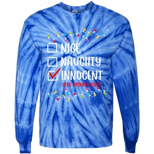 Nice Naughty Innocent Until Proven Guilty Funny Christmas Meaningful Gift Tie-Dye Long Sleeve Shirt