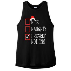 Nice Naughty I Regret Nothing Christmas List Santa Claus Ladies PosiCharge Tri-Blend Wicking Tank