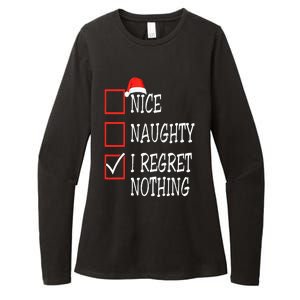 Nice Naughty I Regret Nothing Christmas List Santa Claus Womens CVC Long Sleeve Shirt