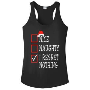 Nice Naughty I Regret Nothing Christmas List Santa Claus Ladies PosiCharge Competitor Racerback Tank