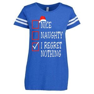 Nice Naughty I Regret Nothing Christmas List Santa Claus Enza Ladies Jersey Football T-Shirt