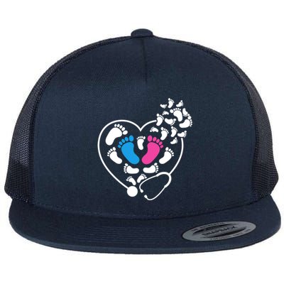 Nicu Nurse Icu Nurse Heart Cool Gift Flat Bill Trucker Hat