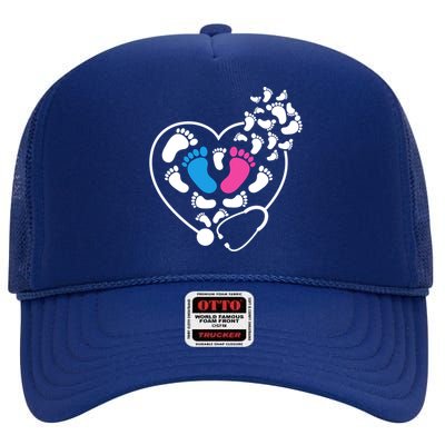 Nicu Nurse Icu Nurse Heart Cool Gift High Crown Mesh Back Trucker Hat