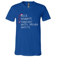 Nice Naughty Innocent Until Proven Guilty Gift V-Neck T-Shirt