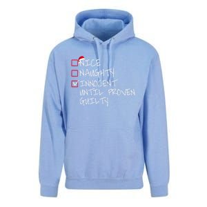 Nice Naughty Innocent Until Proven Guilty Gift Unisex Surf Hoodie