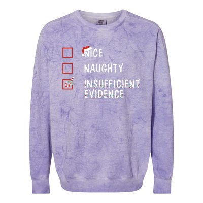 Nice Naughty Insufficient Evidence Christmas Santa Claus Colorblast Crewneck Sweatshirt