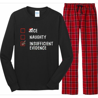 Nice Naughty Insufficient Evidence Christmas Santa Claus Long Sleeve Pajama Set