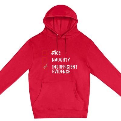 Nice Naughty Insufficient Evidence Christmas Santa Claus Premium Pullover Hoodie