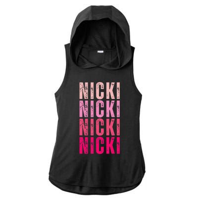 Name Nicki I Love Nicki Ladies PosiCharge Tri-Blend Wicking Draft Hoodie Tank