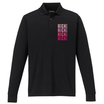 Name Nicki I Love Nicki Performance Long Sleeve Polo