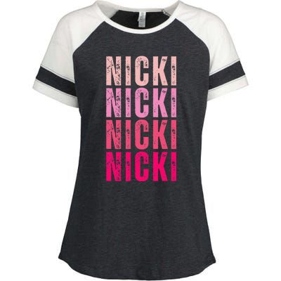 Name Nicki I Love Nicki Enza Ladies Jersey Colorblock Tee