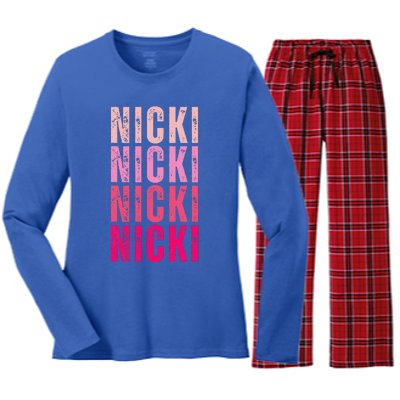 Name Nicki I Love Nicki Women's Long Sleeve Flannel Pajama Set 