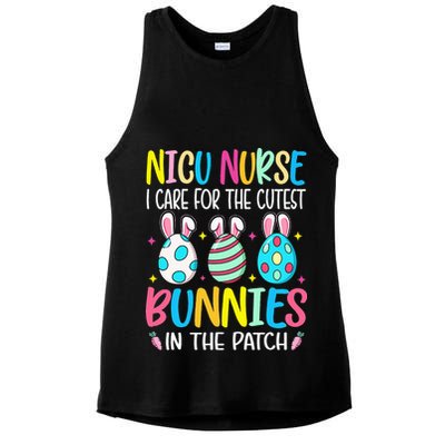 NICU Nurse I Care For The Cutest Bunnies In The Patch Easter Ladies PosiCharge Tri-Blend Wicking Tank