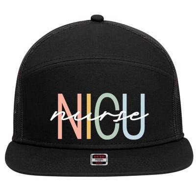 Nicu Nurse Icu Neonatal Boho Rainbow Team Tiny Hu Retro Cute Gift 7 Panel Mesh Trucker Snapback Hat