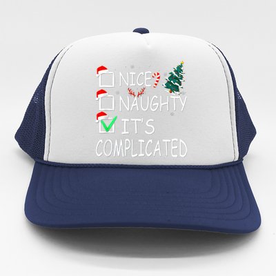 Nice Naughty It's Complicated Christmas List Santa Claus Trucker Hat