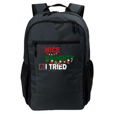 Nice Naughty I Tried Funny Christmas Checklist Daily Commute Backpack