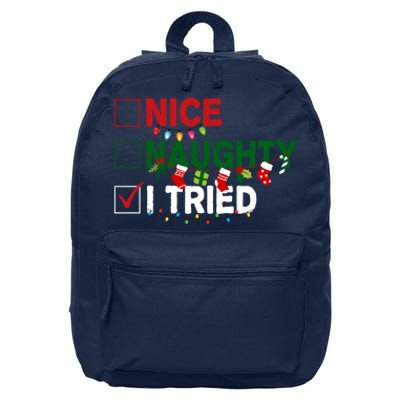 Nice Naughty I Tried Funny Christmas Checklist 16 in Basic Backpack