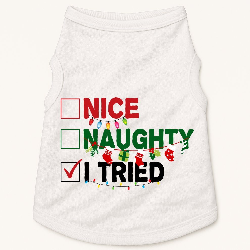 Nice Naughty I Tried Funny Christmas Checklist Doggie Tank
