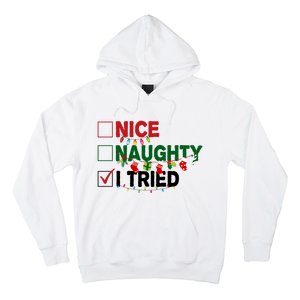 Nice Naughty I Tried Funny Christmas Checklist Hoodie