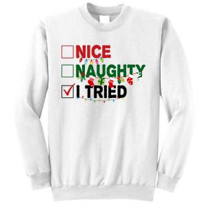 Nice Naughty I Tried Funny Christmas Checklist Sweatshirt