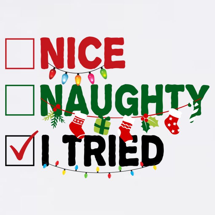 Nice Naughty I Tried Funny Christmas Checklist Button