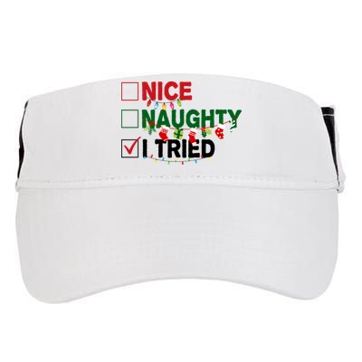 Nice Naughty I Tried Funny Christmas Checklist Adult Drive Performance Visor
