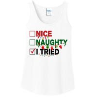 Nice Naughty I Tried Funny Christmas Checklist Ladies Essential Tank