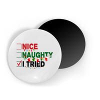 Nice Naughty I Tried Funny Christmas Checklist Magnet