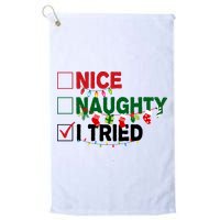 Nice Naughty I Tried Funny Christmas Checklist Golf Towel