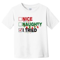 Nice Naughty I Tried Funny Christmas Checklist Toddler T-Shirt