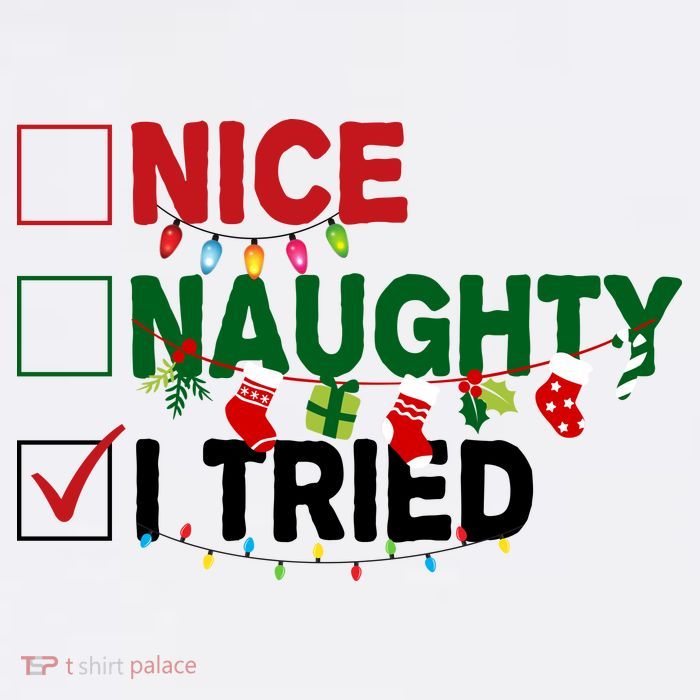Nice Naughty I Tried Funny Christmas Checklist Toddler T-Shirt