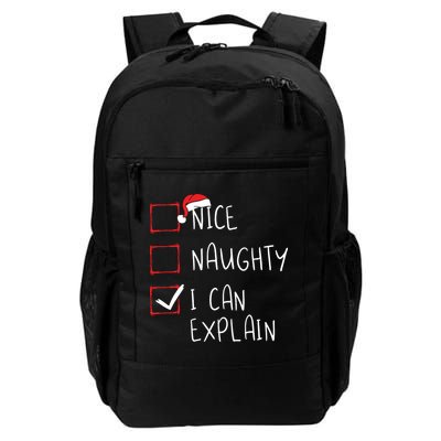 Nice Naughty I Can Explain Christmas List Xmas Santa Claus Daily Commute Backpack