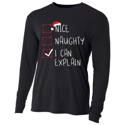 Nice Naughty I Can Explain Christmas List Xmas Santa Claus Cooling Performance Long Sleeve Crew