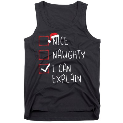Nice Naughty I Can Explain Christmas List Xmas Santa Claus Tank Top