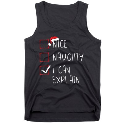 Nice Naughty I Can Explain Christmas List Xmas Santa Claus Tank Top