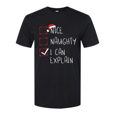 Nice Naughty I Can Explain Christmas List Xmas Santa Claus Softstyle CVC T-Shirt