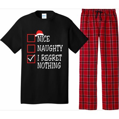 Nice Naughty I Regret Nothing Christmas List Santa Claus Pajama Set