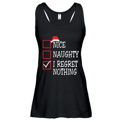 Nice Naughty I Regret Nothing Christmas List Santa Claus Ladies Essential Flowy Tank