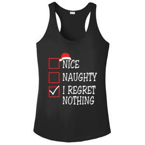 Nice Naughty I Regret Nothing Christmas List Santa Claus Ladies PosiCharge Competitor Racerback Tank