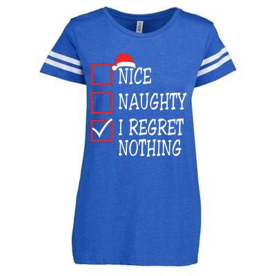 Nice Naughty I Regret Nothing Christmas List Santa Claus Enza Ladies Jersey Football T-Shirt