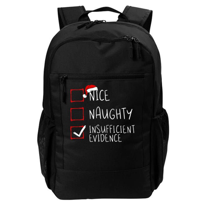 Nice Naughty Insufficient Evidence Christmas Santa Claus Daily Commute Backpack