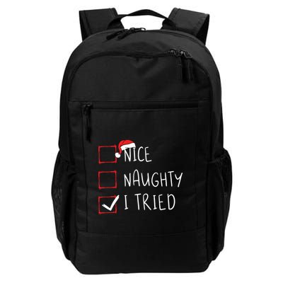 Nice Naughty I Tried Christmas List Xmas Santa Claus Backpack