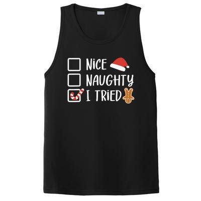 Nice Naughty I Tried Santas Naughty List Funny Christmas PosiCharge Competitor Tank