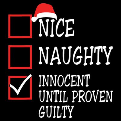 Nice Naughty Innocent Until Proven Guilty Christmas List T-Shirt