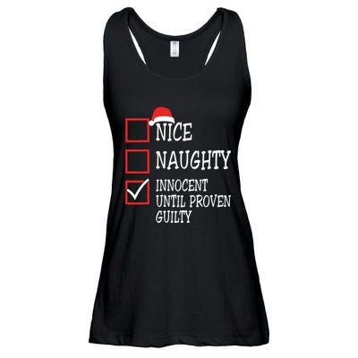 Nice Naughty Innocent Until Proven Guilty Christmas List Ladies Essential Flowy Tank