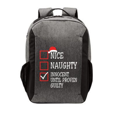 Nice Naughty Innocent Until Proven Guilty Christmas List Vector Backpack