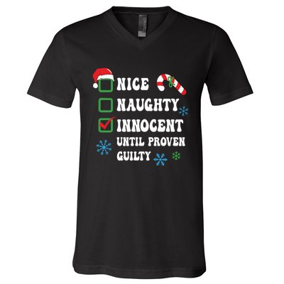 Nice Naughty Innocent Until Proven Guilty Checklist Naughty Or Nice V-Neck T-Shirt